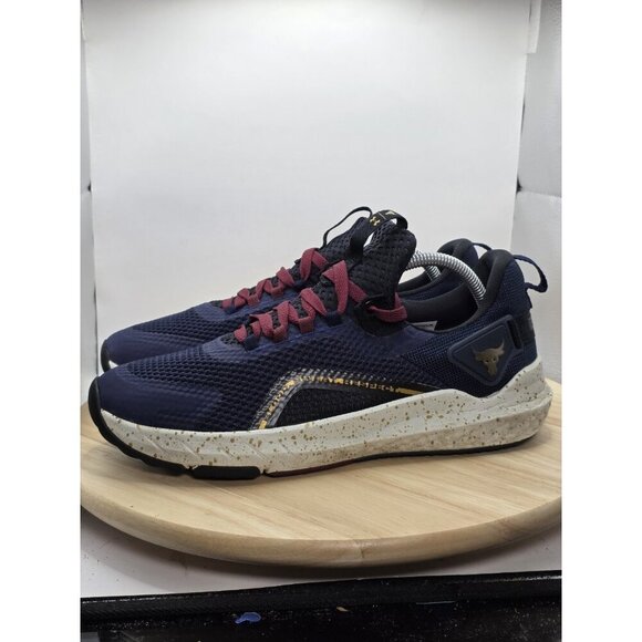 Under Armour Project Rock BSR 3 Training Shoes 3026462-402 Navy Gold Men's 10.5 - Picture 1 of 7